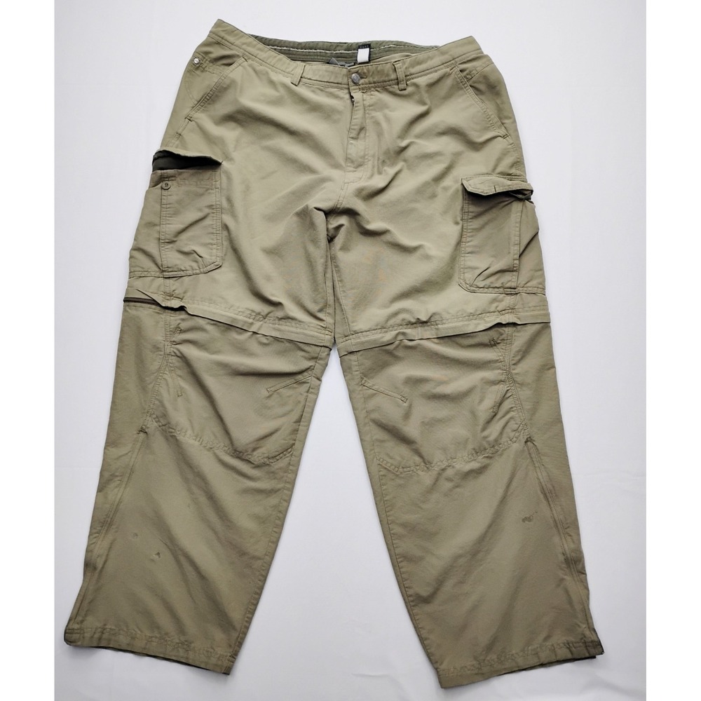 REI Co-op Convertible Cargo Pants Mens 42x32 Green Zip Off Hiking Outdoor Travel